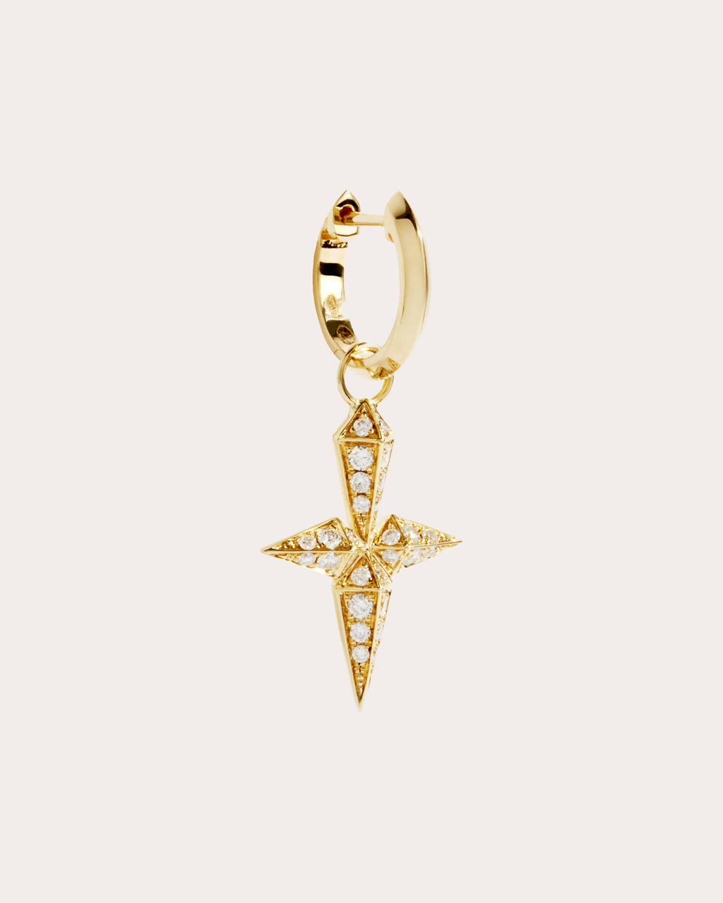 Diamond & 18k Gold Rockaway Cross Hoop Earring