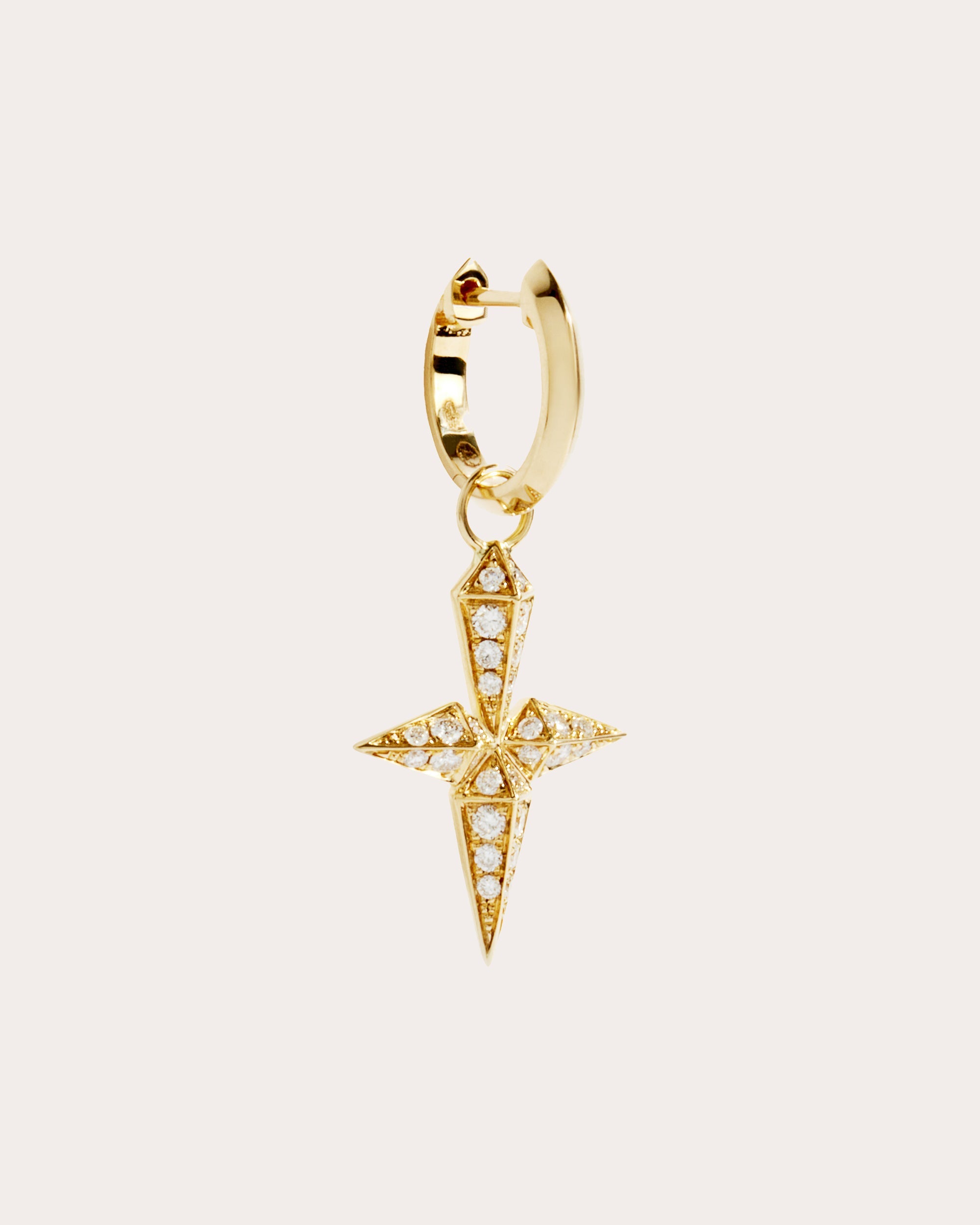 Diamond & 18k Gold Rockaway Cross Hoop Earring