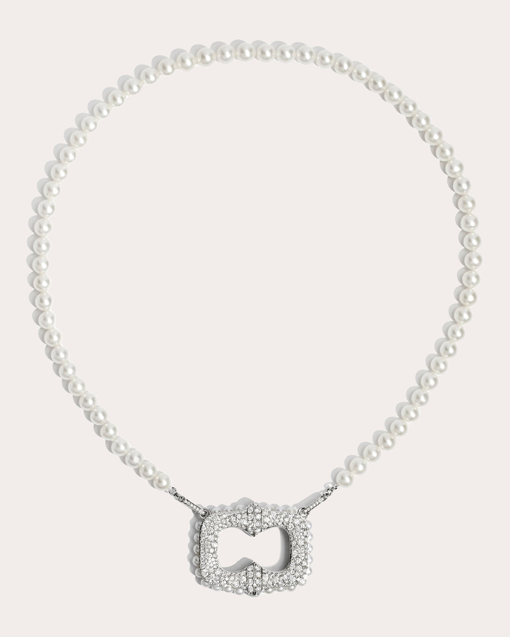 Pearl & Diamond Plastron Pendant Necklace