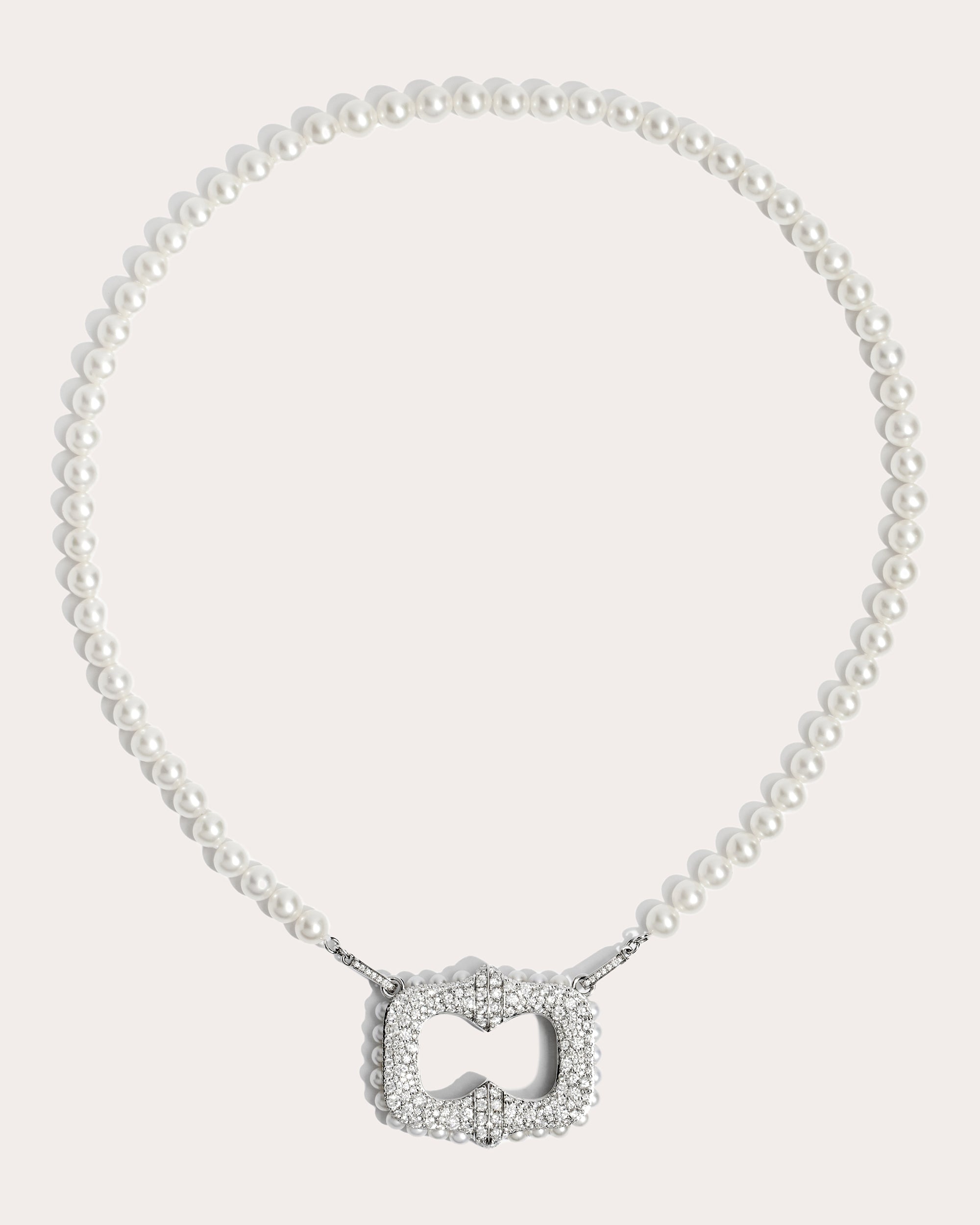 Pearl & Diamond Plastron Pendant Necklace