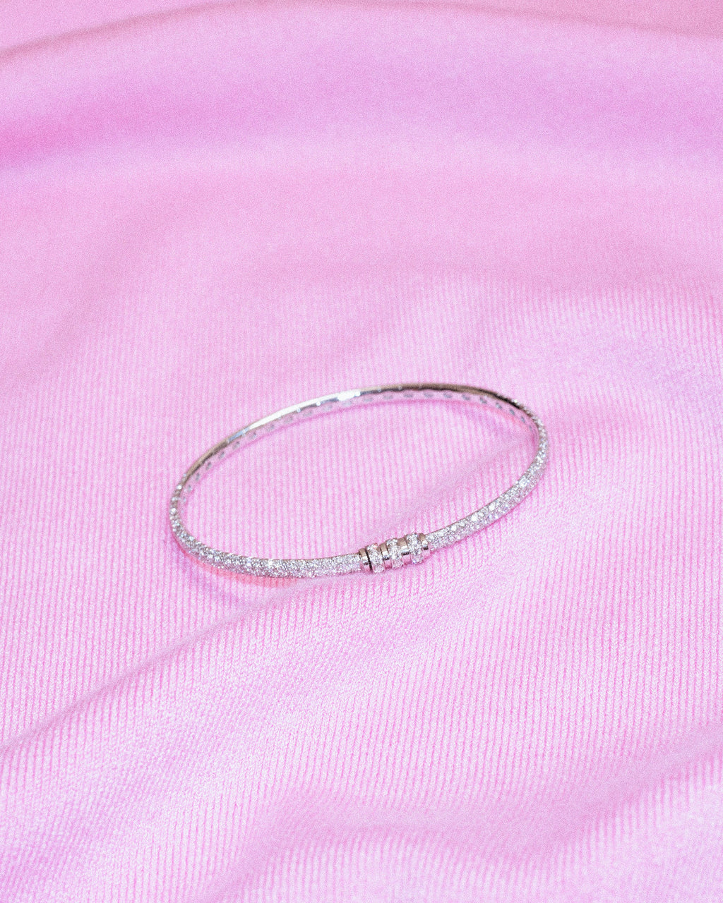 Diamond & 18k White Gold Reptile Bangle