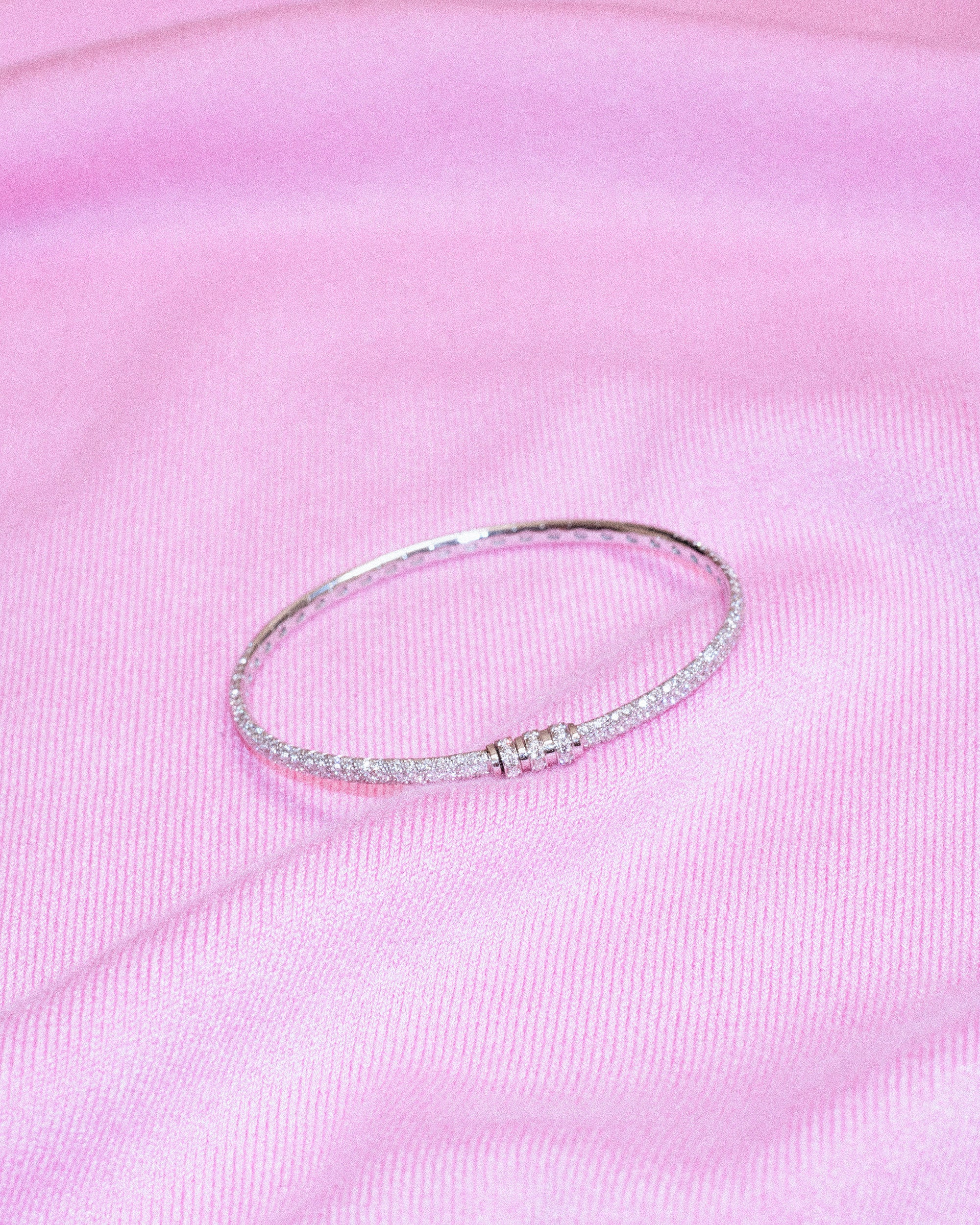 Diamond & 18k White Gold Reptile Bangle