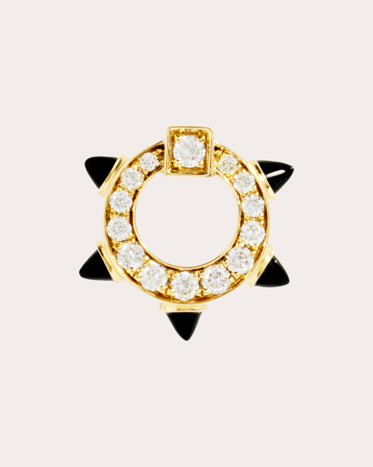 Black Agate & Diamond Spike Stud Earring