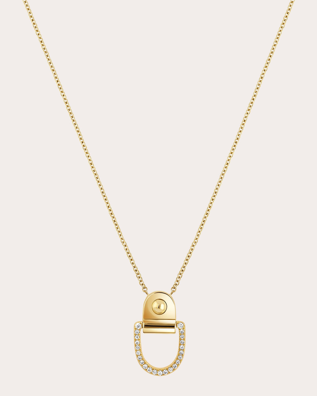 Diamond & 18k Gold Rivet M Pendant Necklace