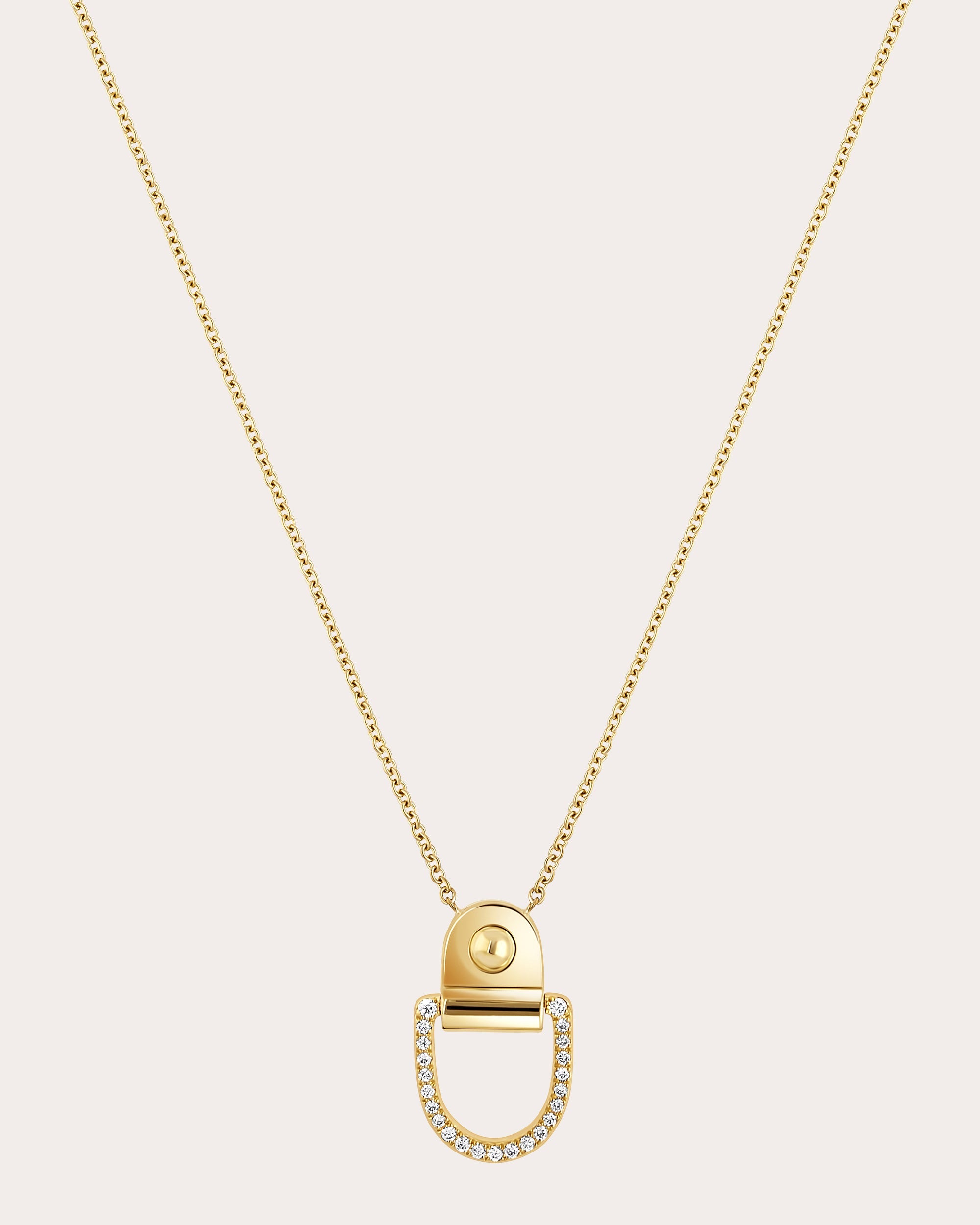 Diamond & 18k Gold Rivet M Pendant Necklace