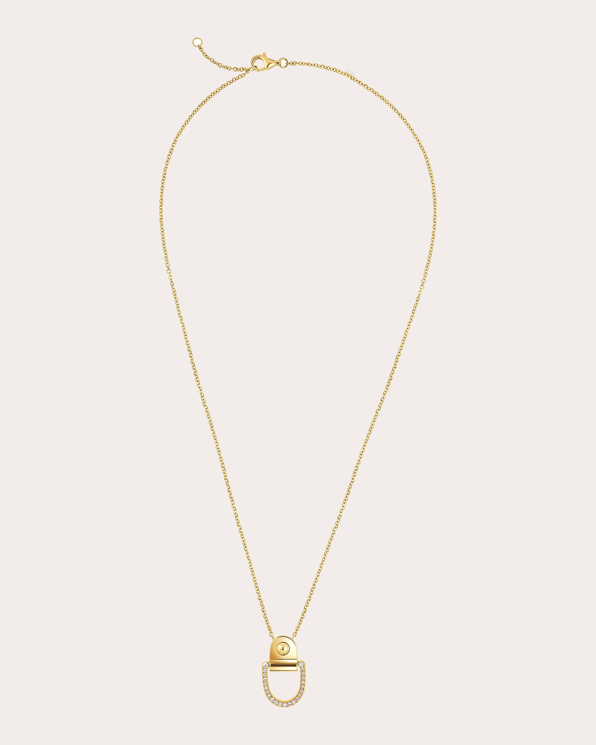 Diamond & 18k Gold Rivet M Pendant Necklace