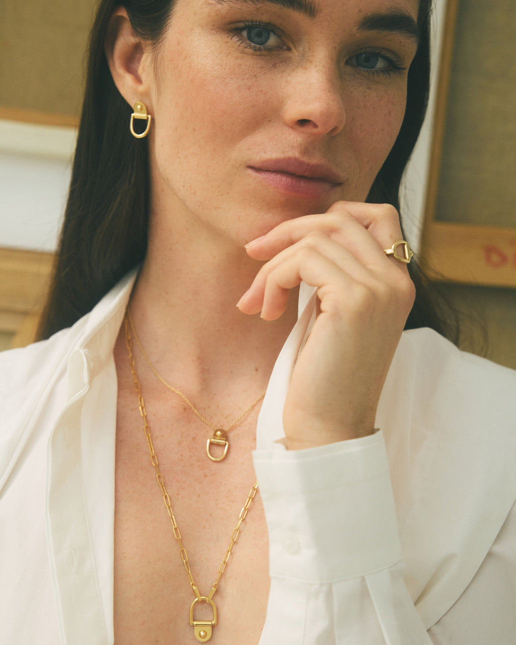 18k Gold Rivet M Stud Earrings