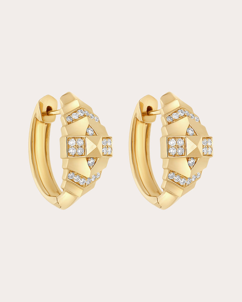 Diamond Rockaway Mini Pyramid Hoop Earrings