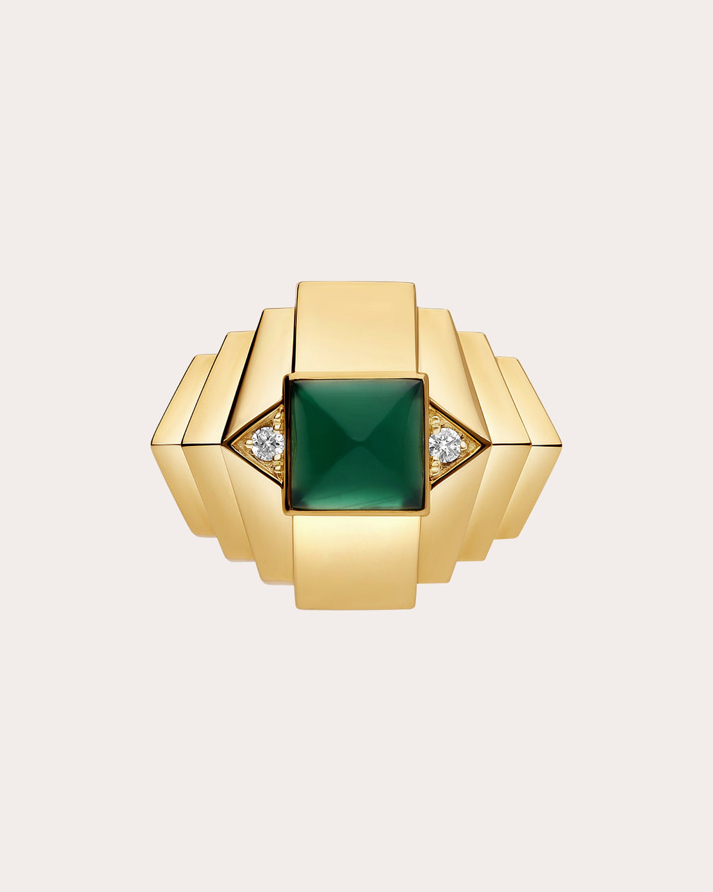 Diamond & Green Agate Rockaway Mini Pyramid Ring