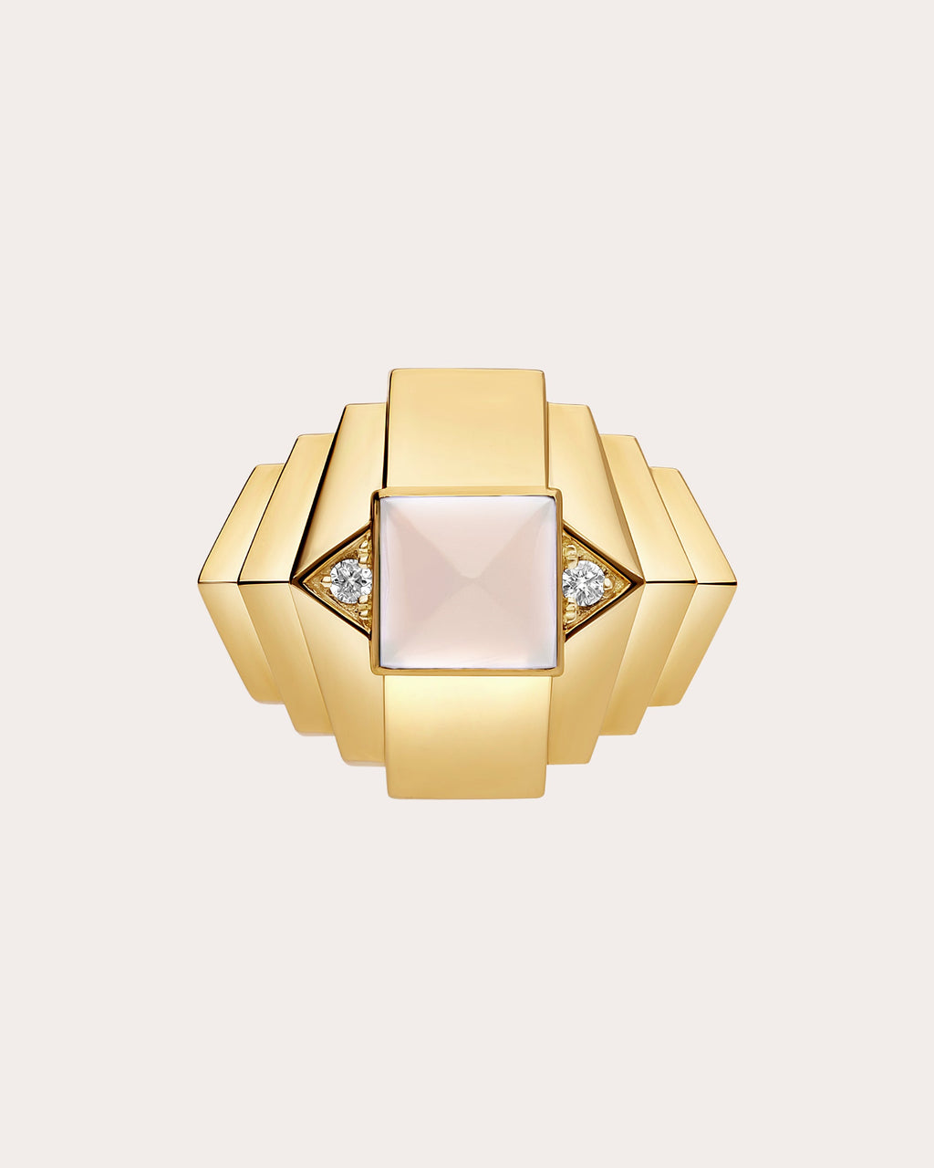 Diamond & Pink Opal Rockaway Mini Pyramid Ring