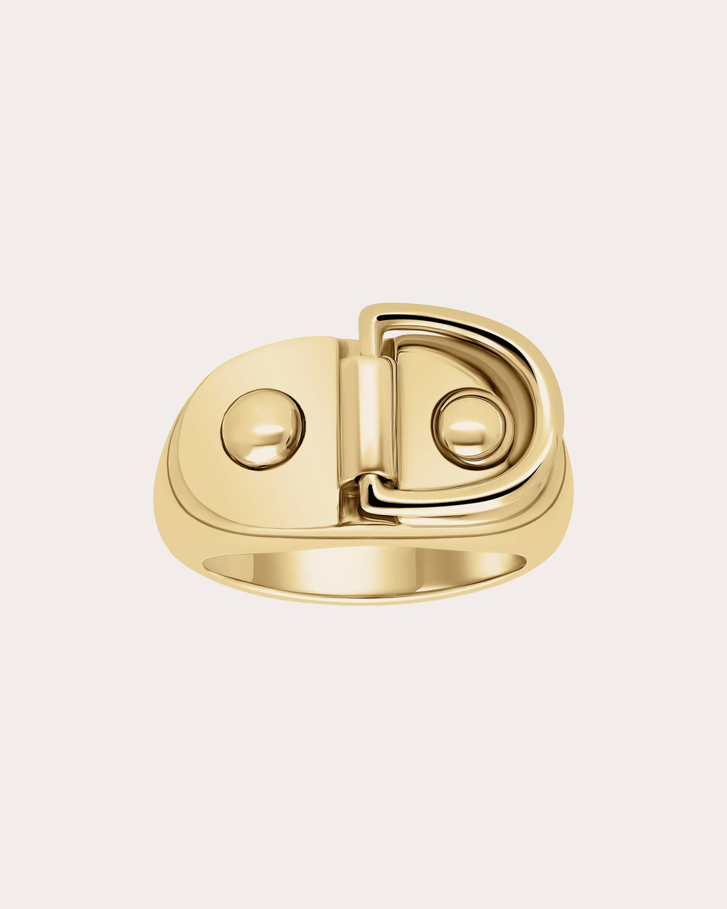 14k Gold Small Rivet Signet Ring