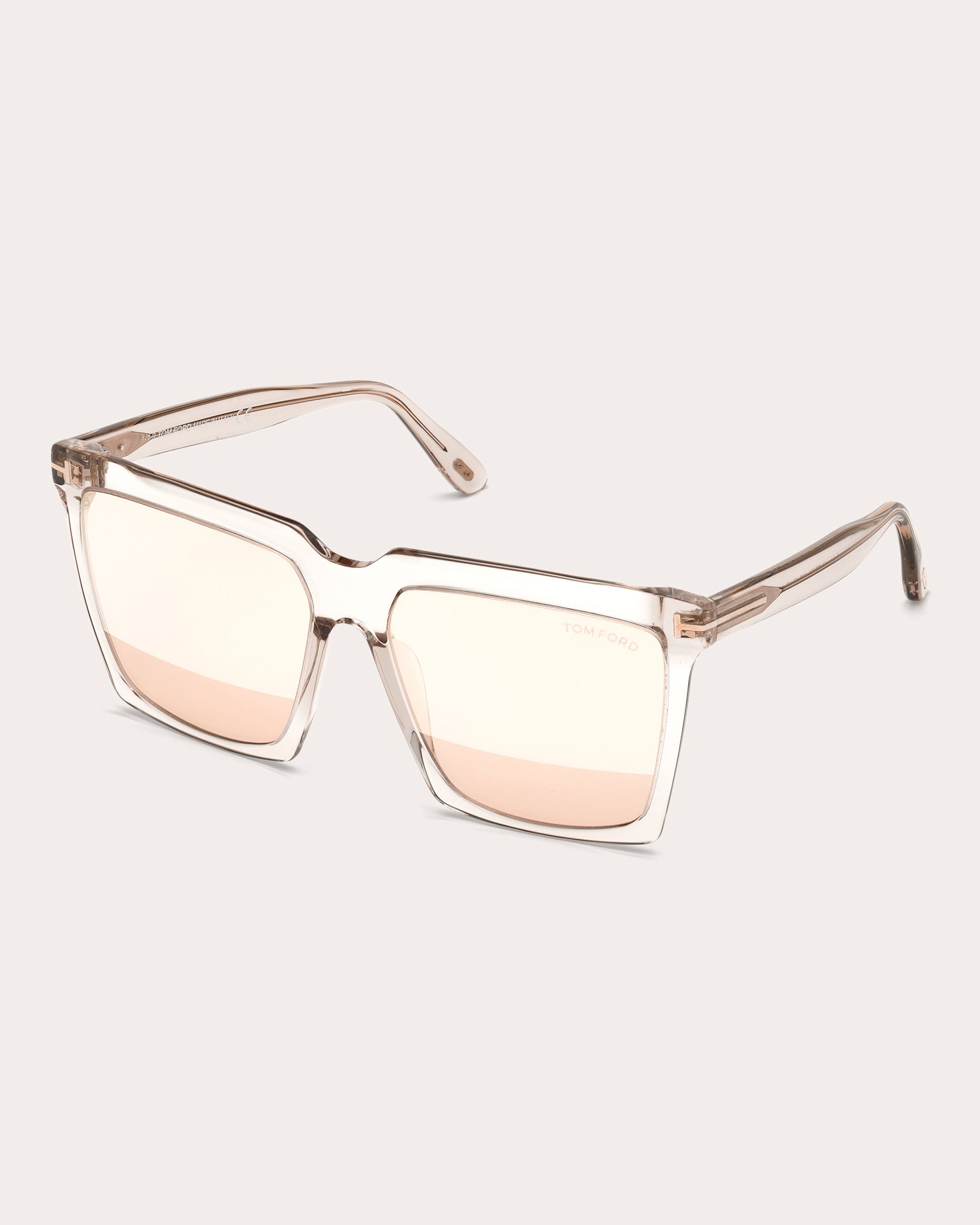 Sabrina Square-Frame Shiny Transparent Acetate Sunglasses