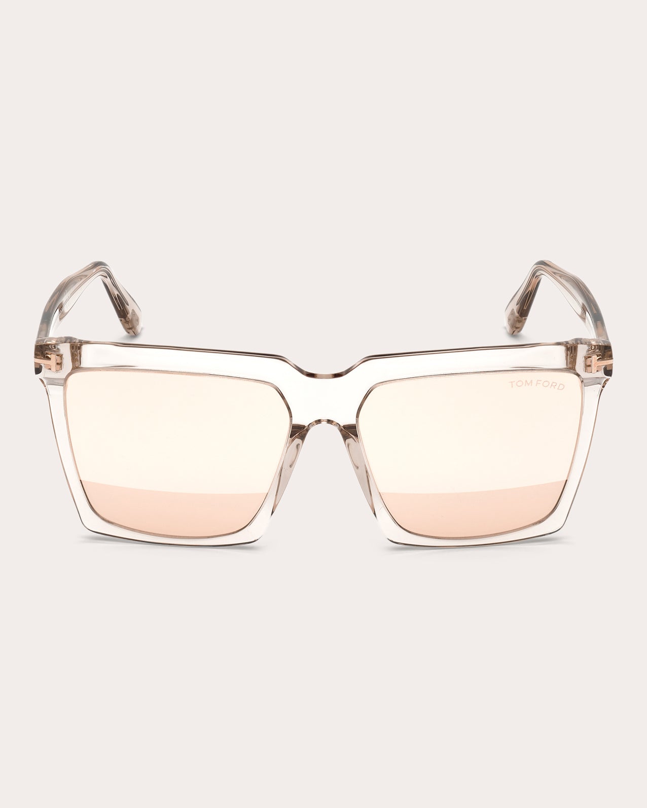 Sabrina Square-Frame Shiny Transparent Acetate Sunglasses
