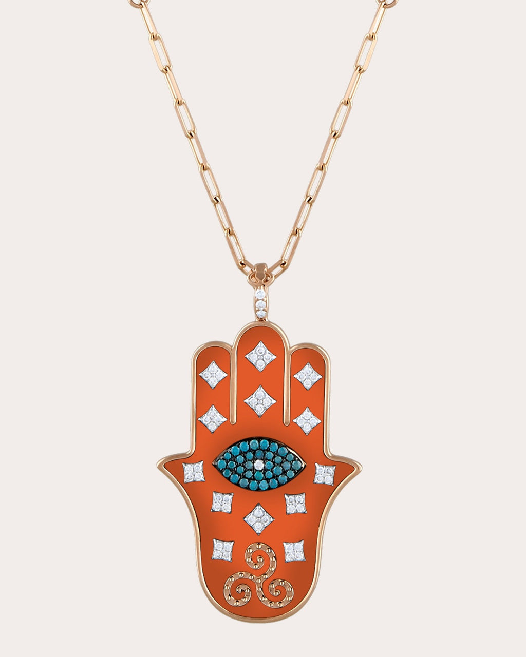 Blue Diamond Fatima's Hand Pendant Necklace