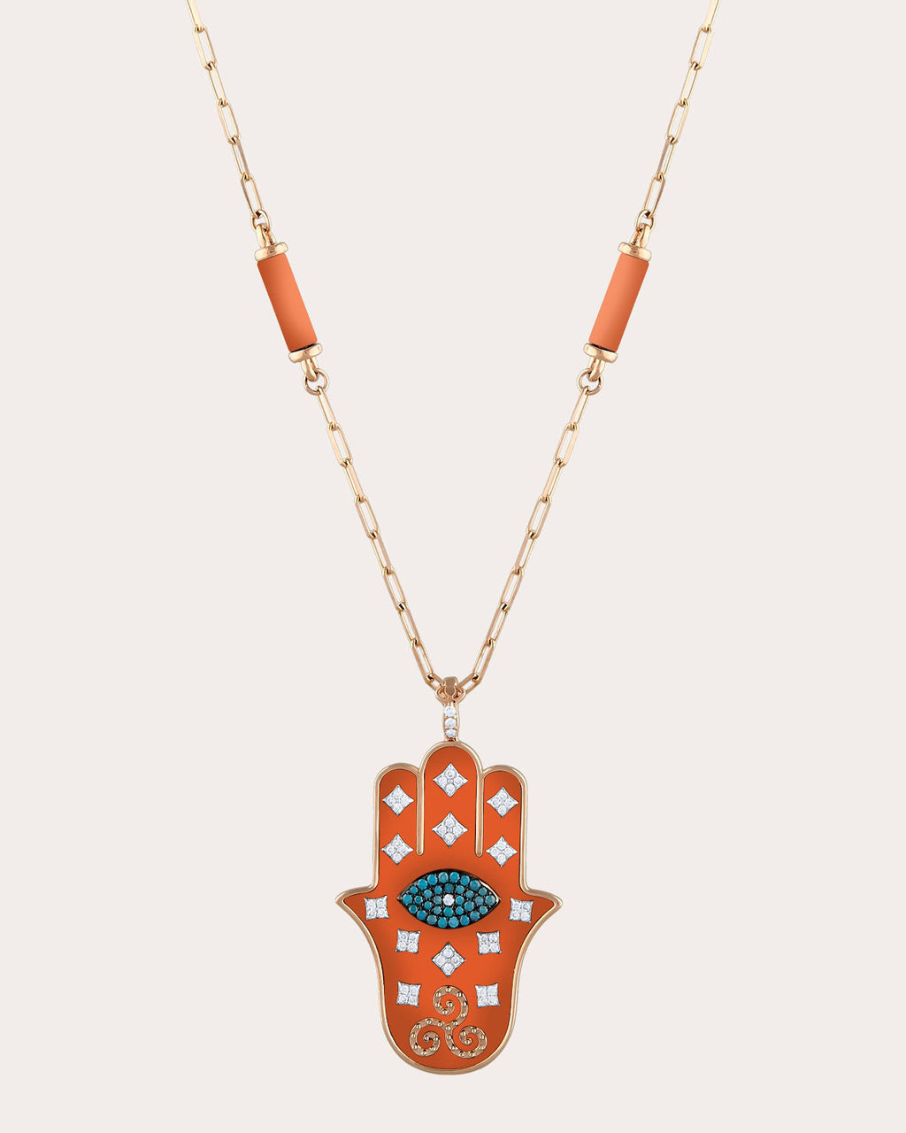 Blue Diamond Fatima's Hand Pendant Necklace