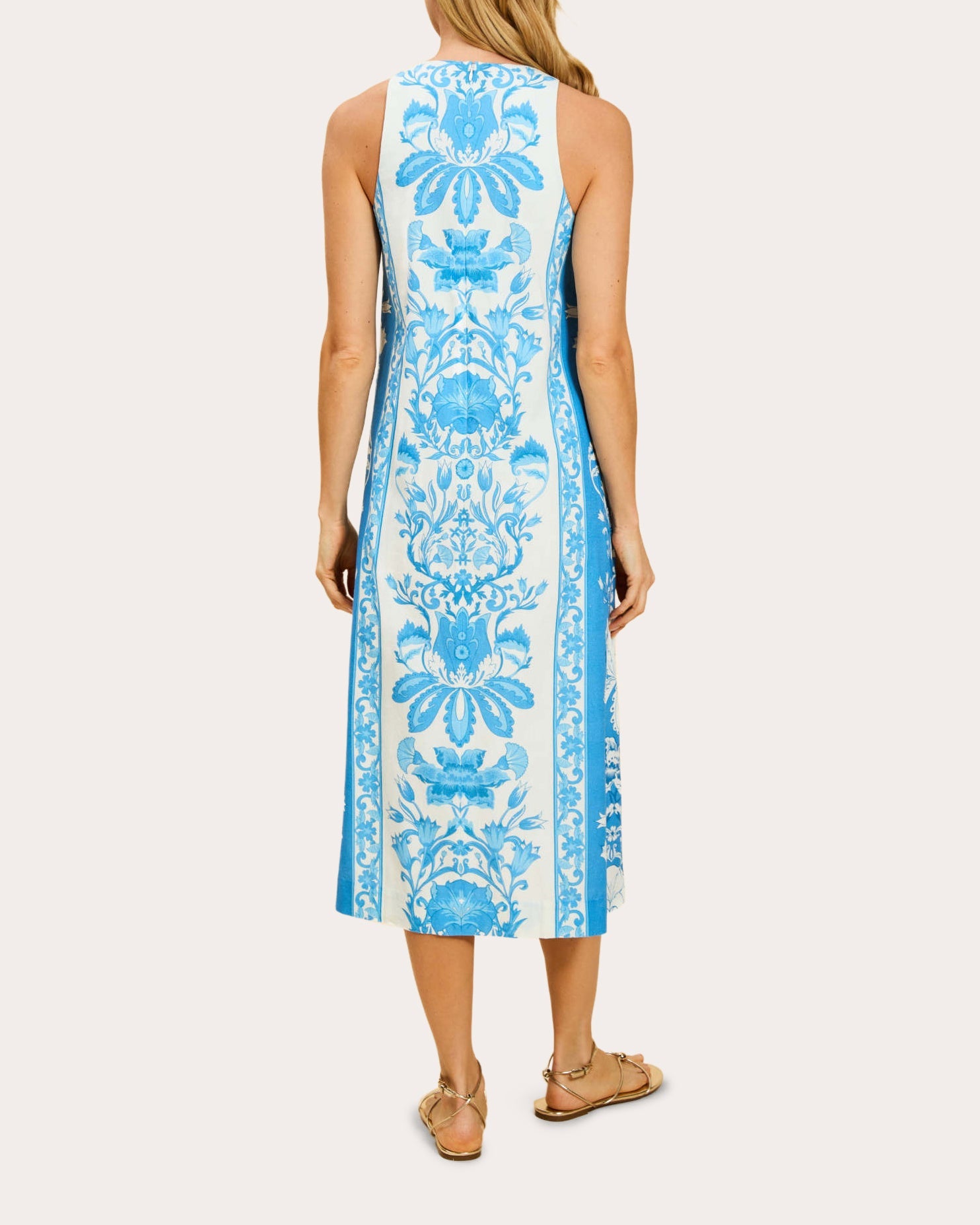 Farfalle Floral Cotton Column Midi Dress