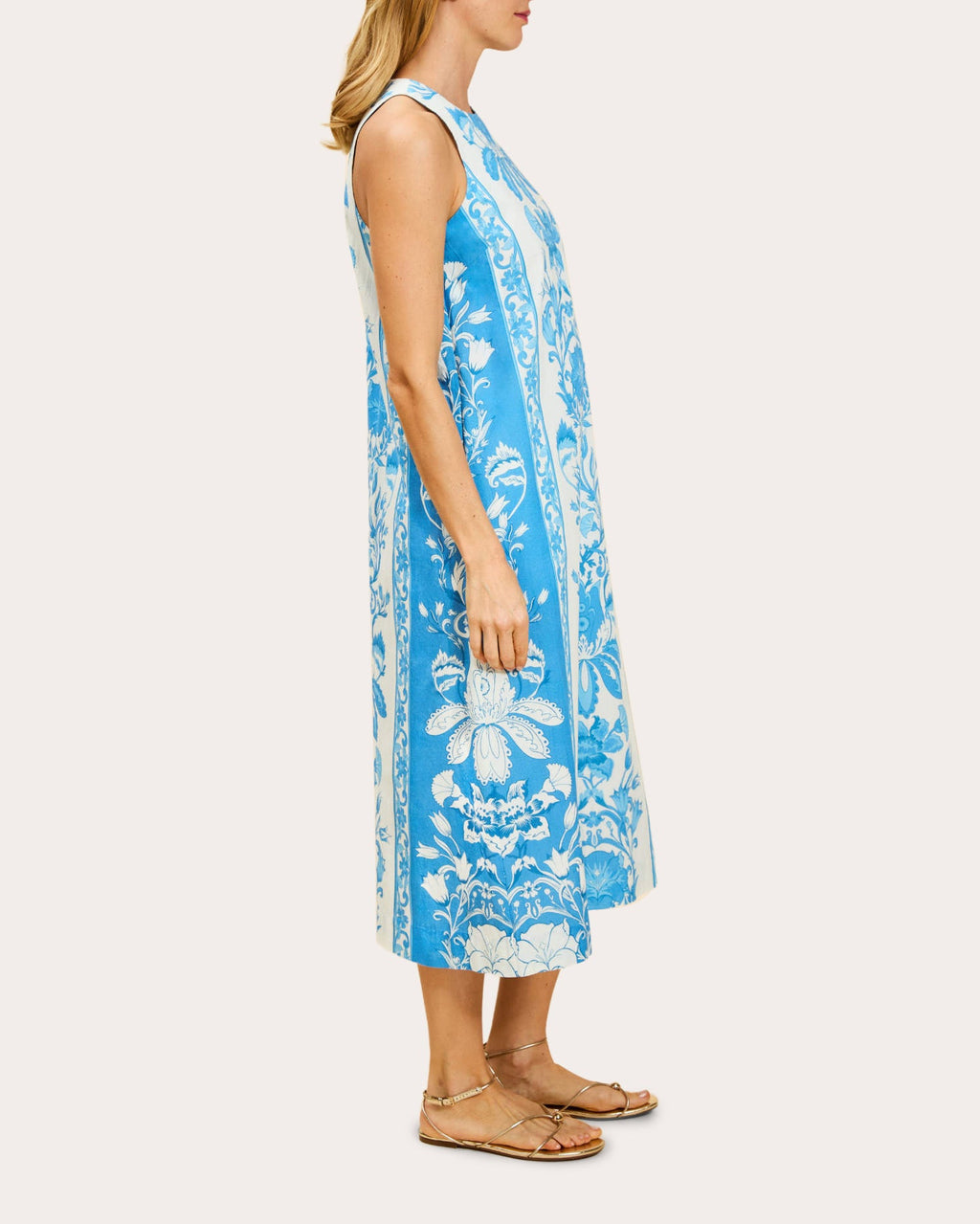 Farfalle Floral Cotton Column Midi Dress