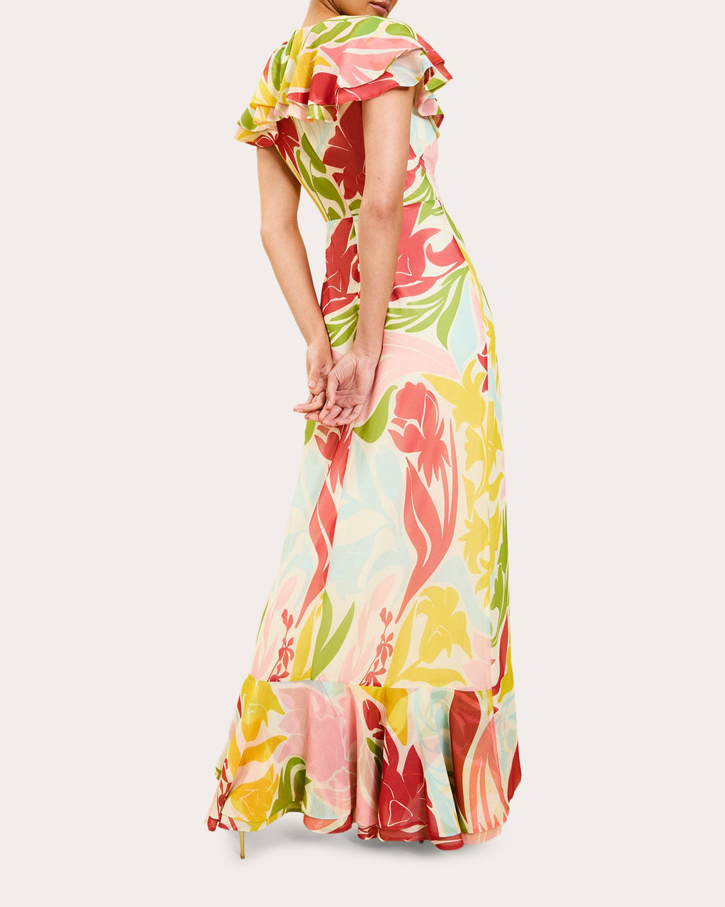 Fernanda Floral Chiffon Ruffle Gown