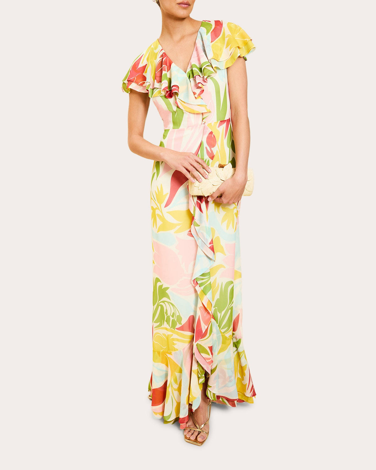 Fernanda Floral Chiffon Ruffle Gown