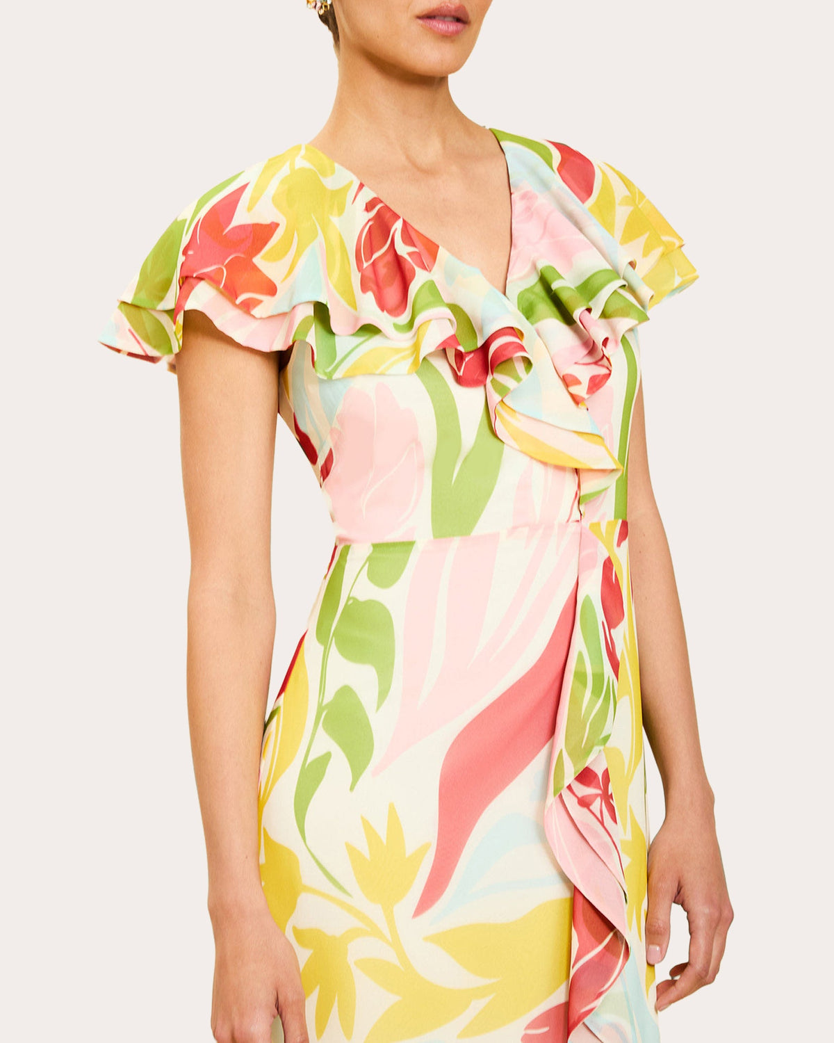 Fernanda Floral Chiffon Ruffle Gown