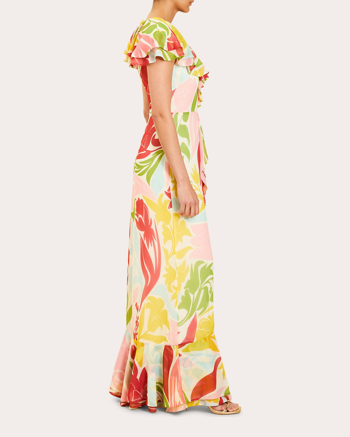 Fernanda Floral Chiffon Ruffle Gown