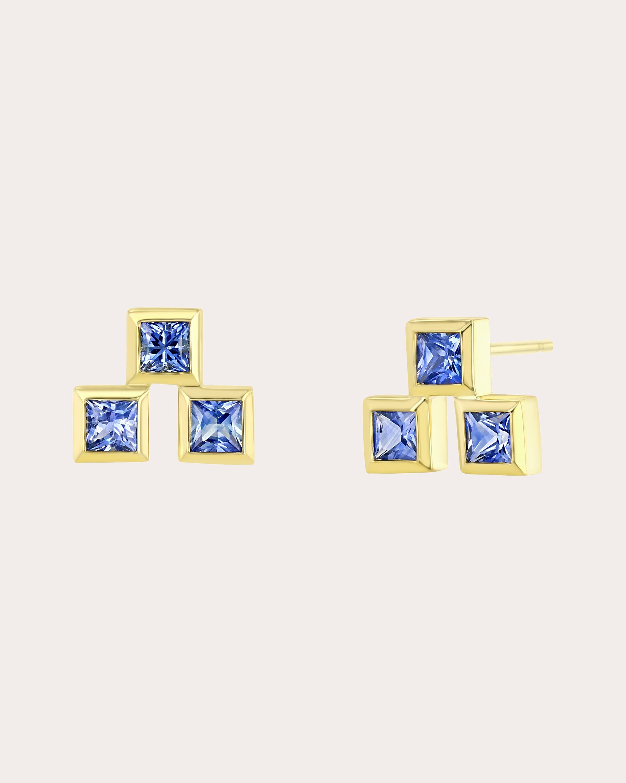 Sapphire & 18k Gold Flash Stud Earrings