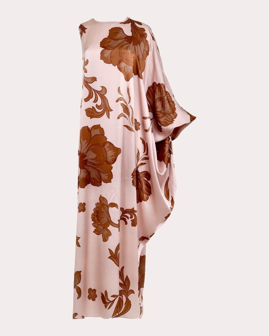 Floral Wind Silk Asymmetric Maxi Dress