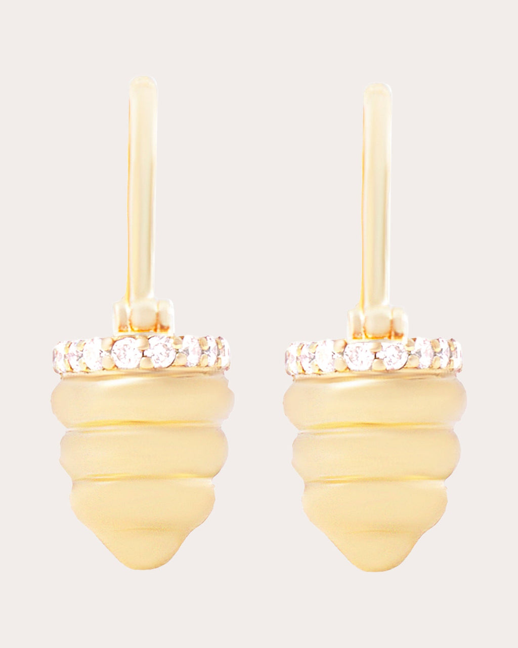 Diamond & 14k Gold Found Cap Drop Earrings