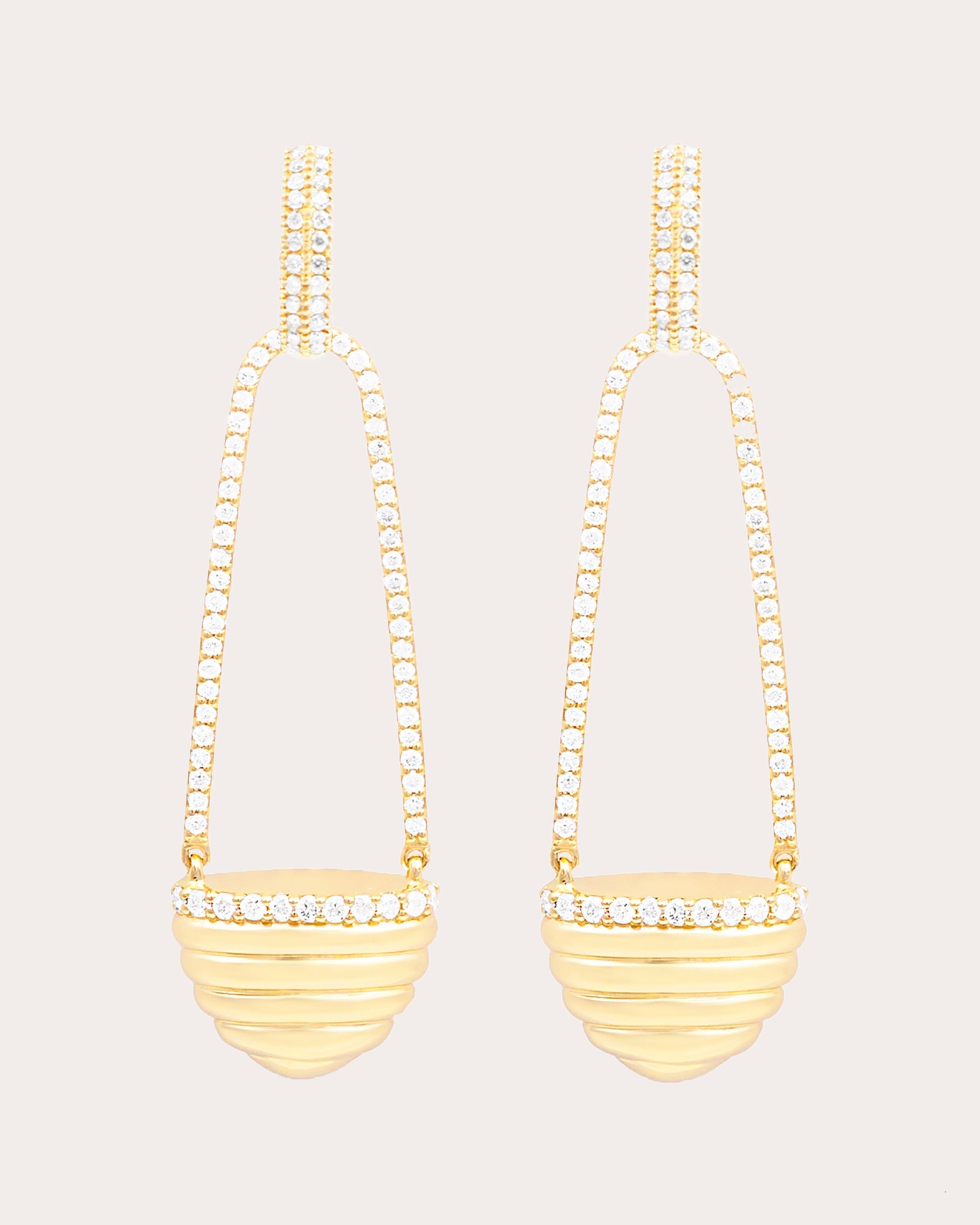 Diamond & 14k Gold Found Cap Drop Earrings