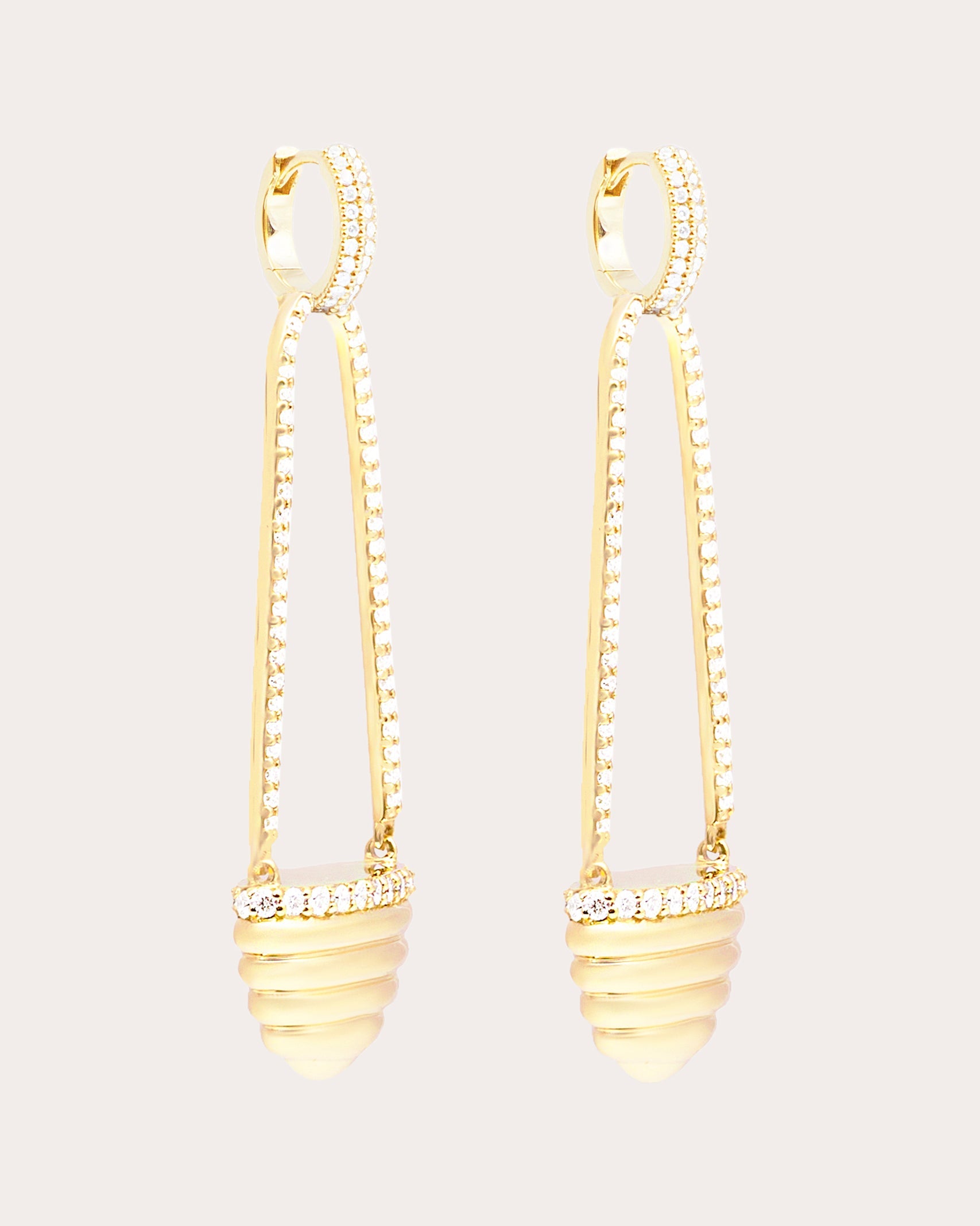 Diamond & 14k Gold Found Cap Drop Earrings