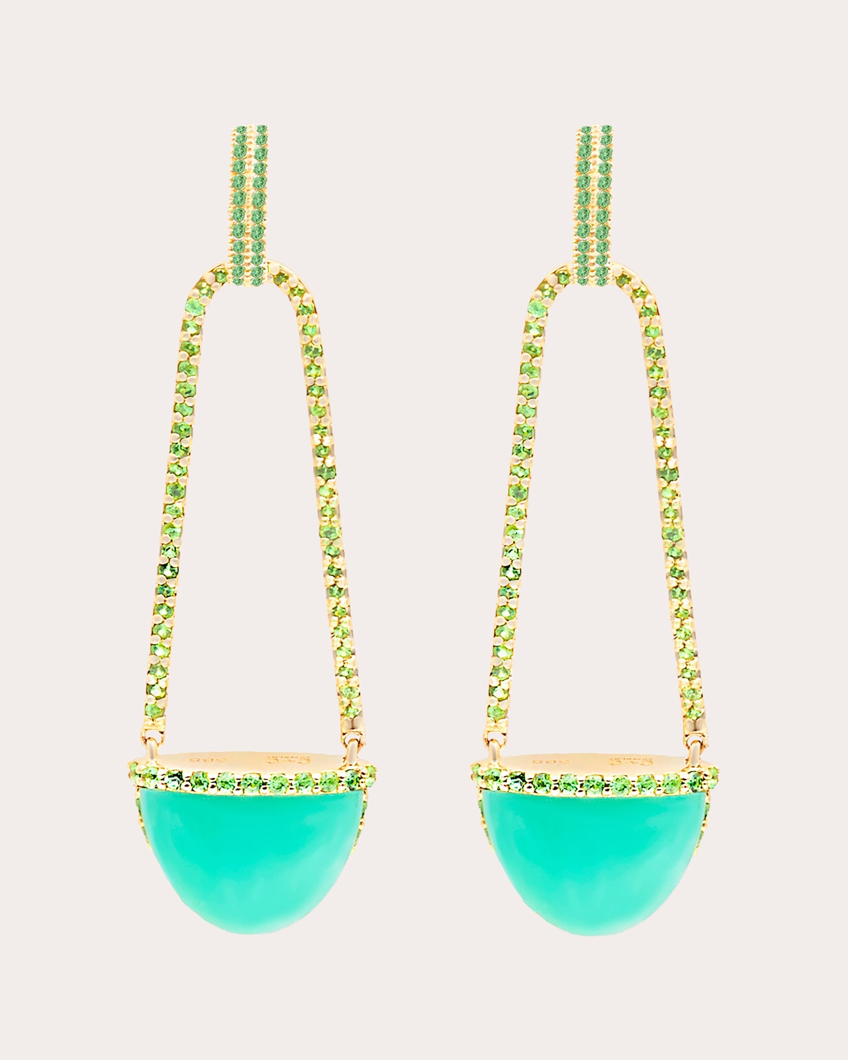 Chrysoprase & Tsavorite Found Cap Drop Earrings