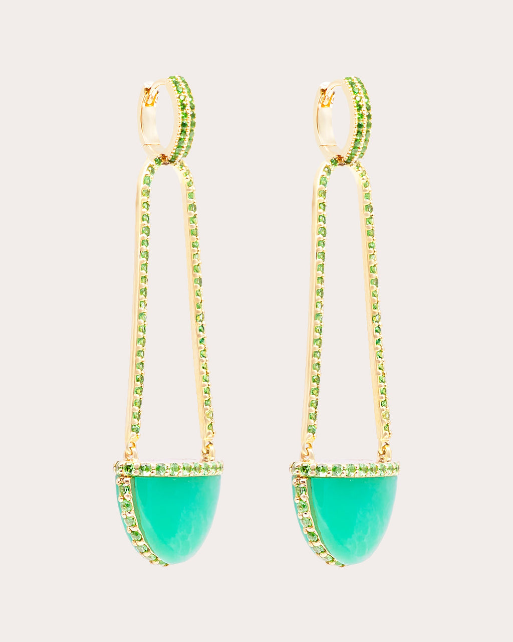 Chrysoprase & Tsavorite Found Cap Drop Earrings
