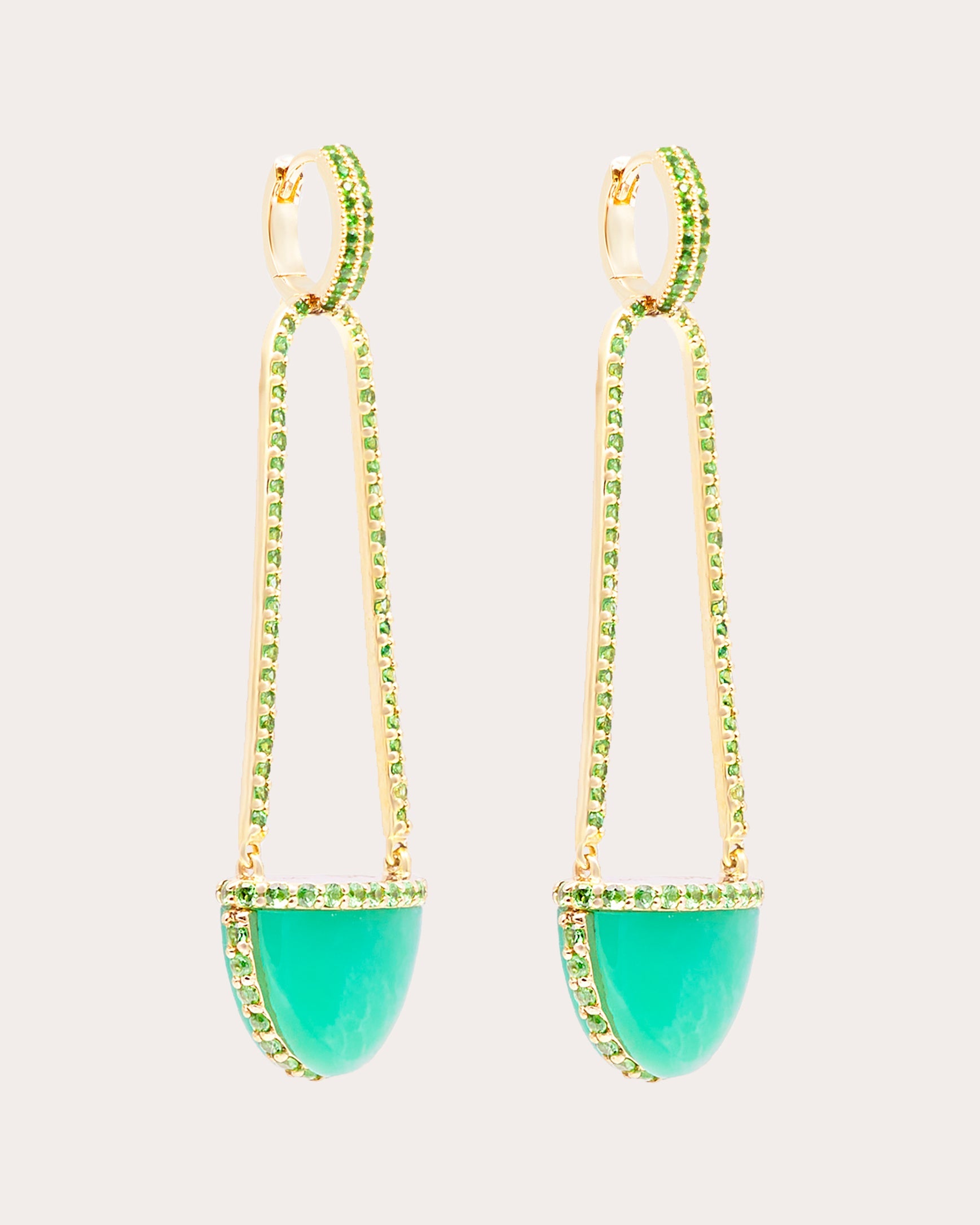 Chrysoprase & Tsavorite Found Cap Drop Earrings
