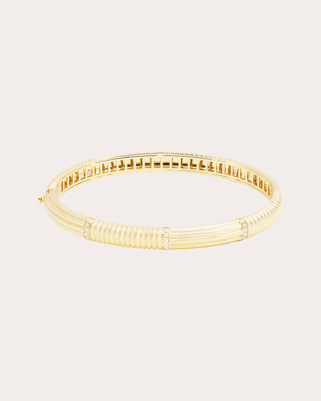 Diamond & 14k Gold Found Ribbed Bracelet