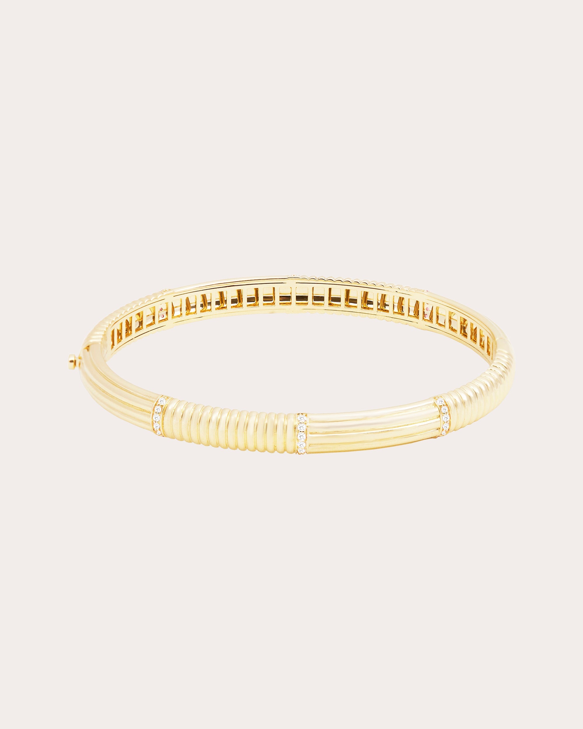Diamond & 14k Gold Found Ribbed Bracelet