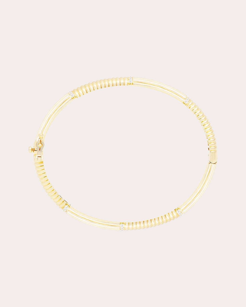 Diamond & 14k Gold Found Ribbed Bracelet
