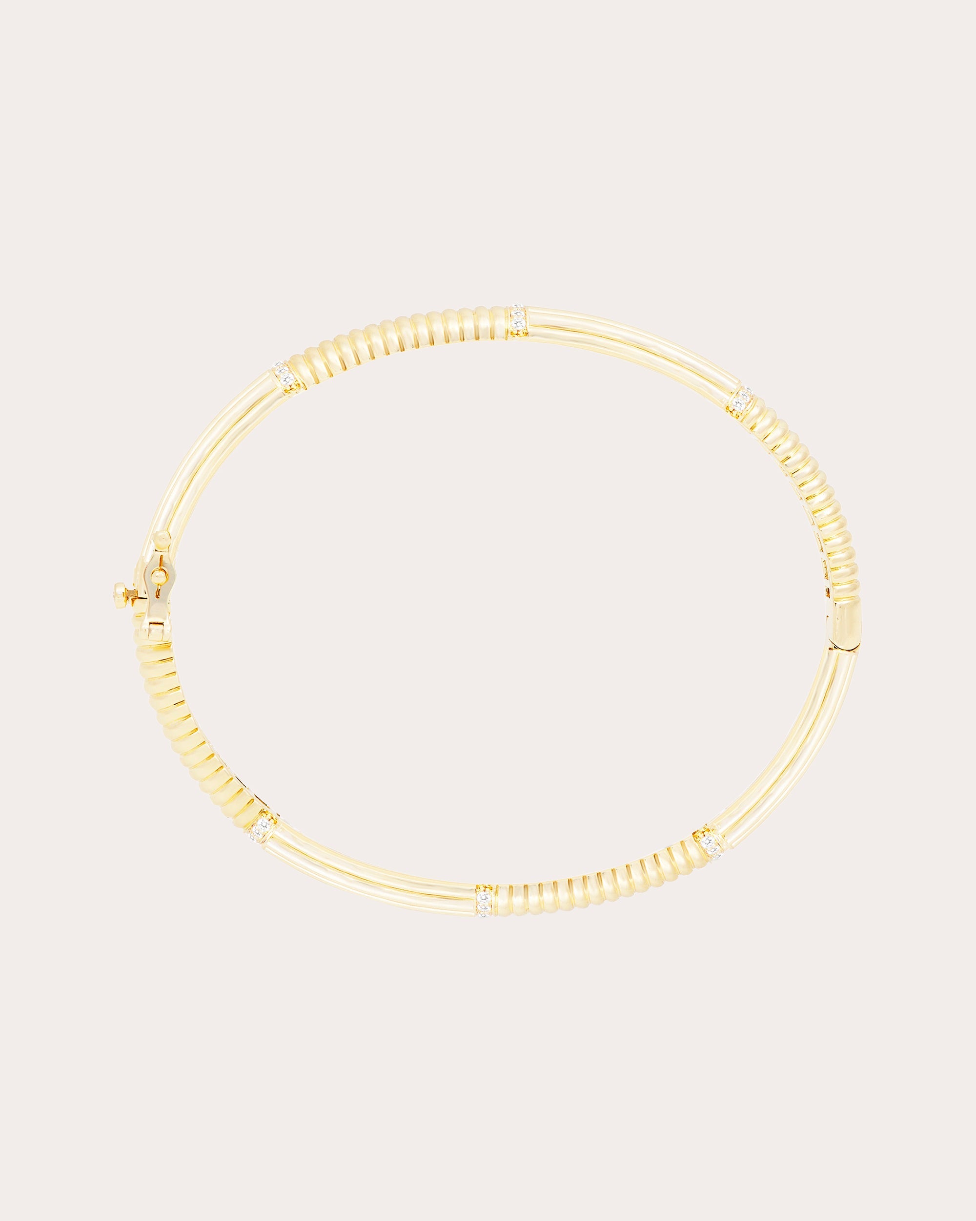 Diamond & 14k Gold Found Ribbed Bracelet