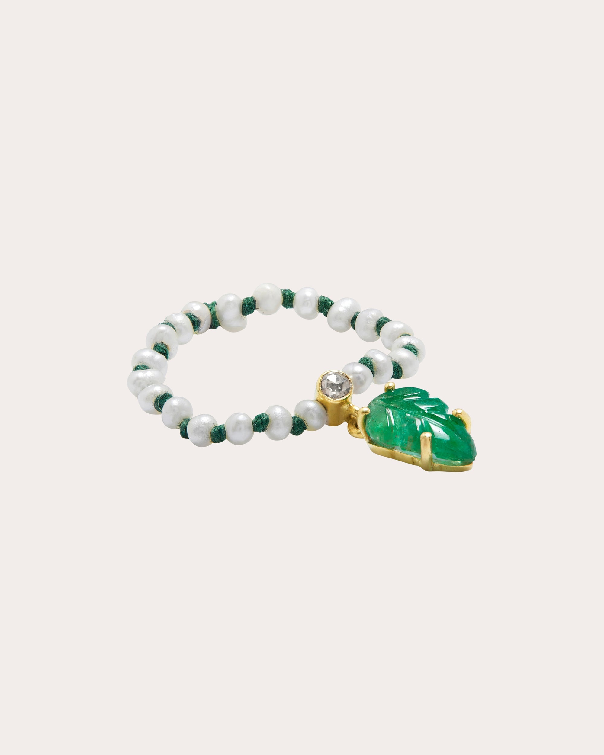 Muna 18K Gold Pearl Emerald and Diamond Ring