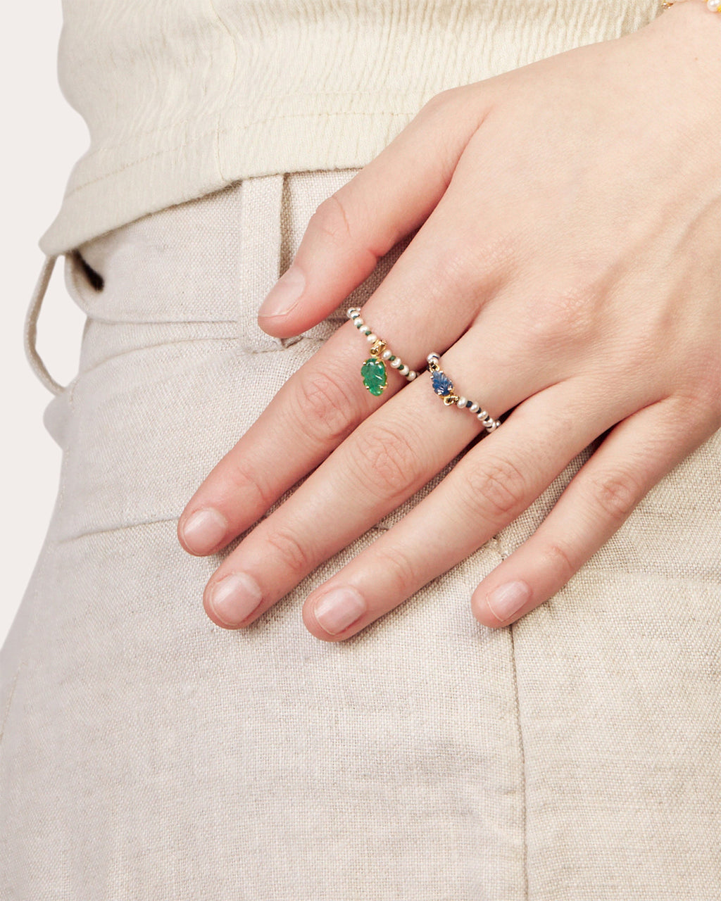 Muna 18K Gold Pearl Sapphire and Diamond Ring