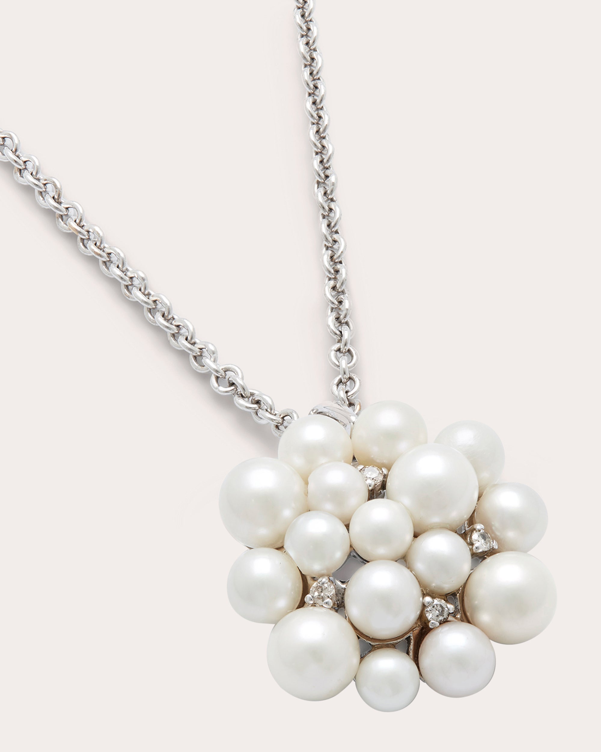 Lily Large 18K Gold Pearl and Diamond Pendant Necklace
