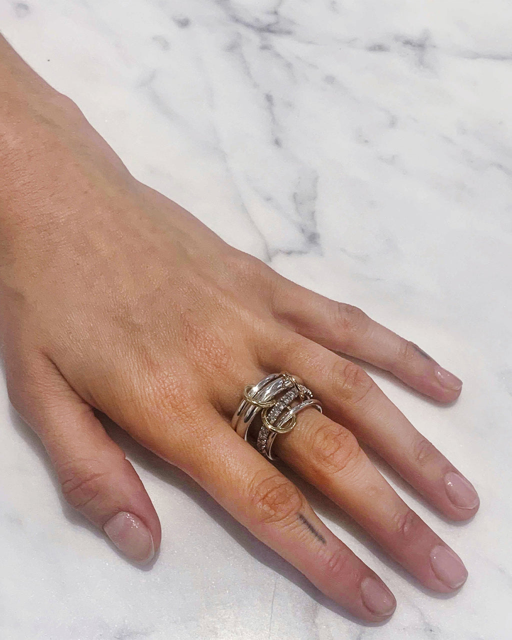 Diamond & 18k Gold Tri-Tone Janssen Ring