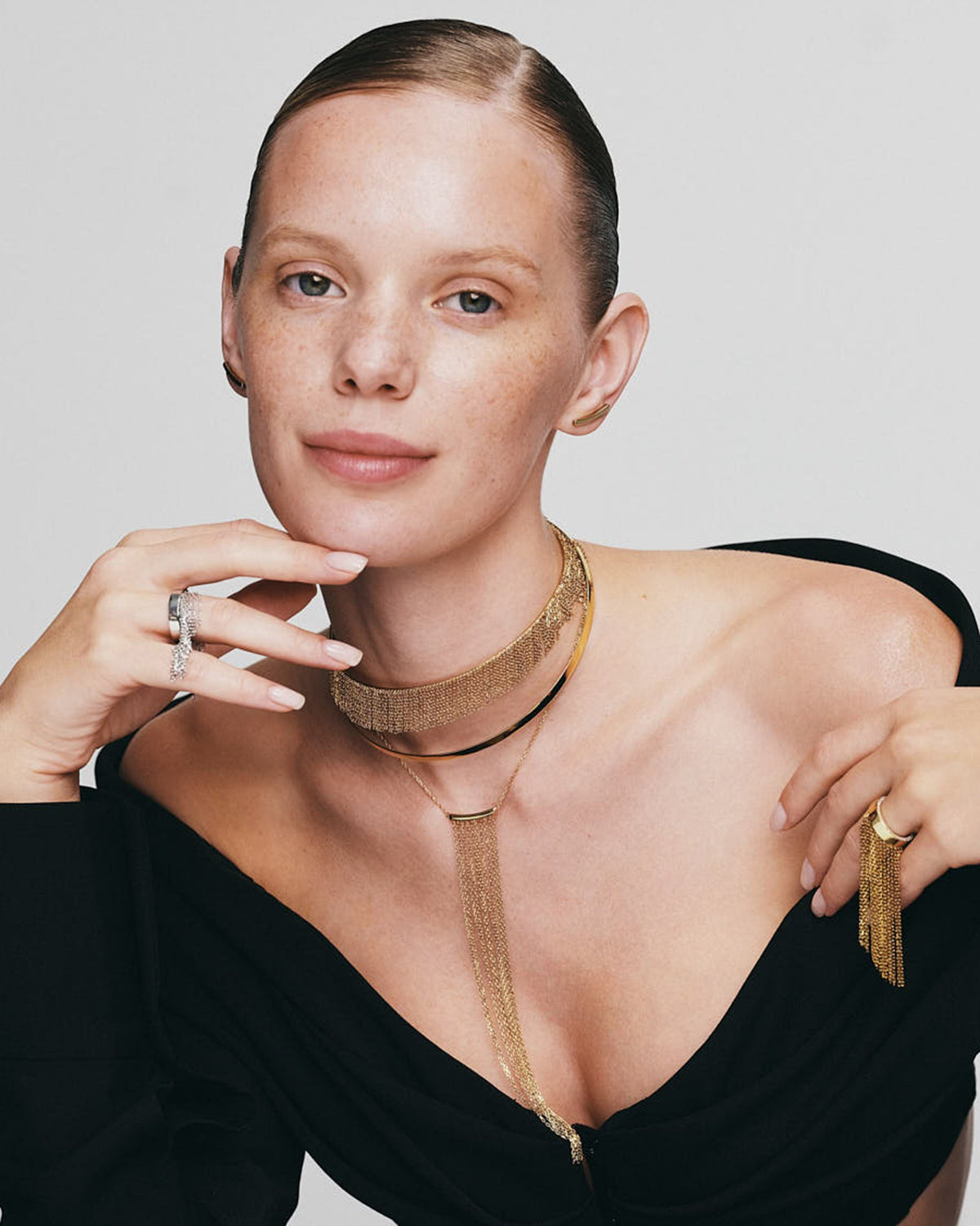 18k Gold Bold Chainfall Choker