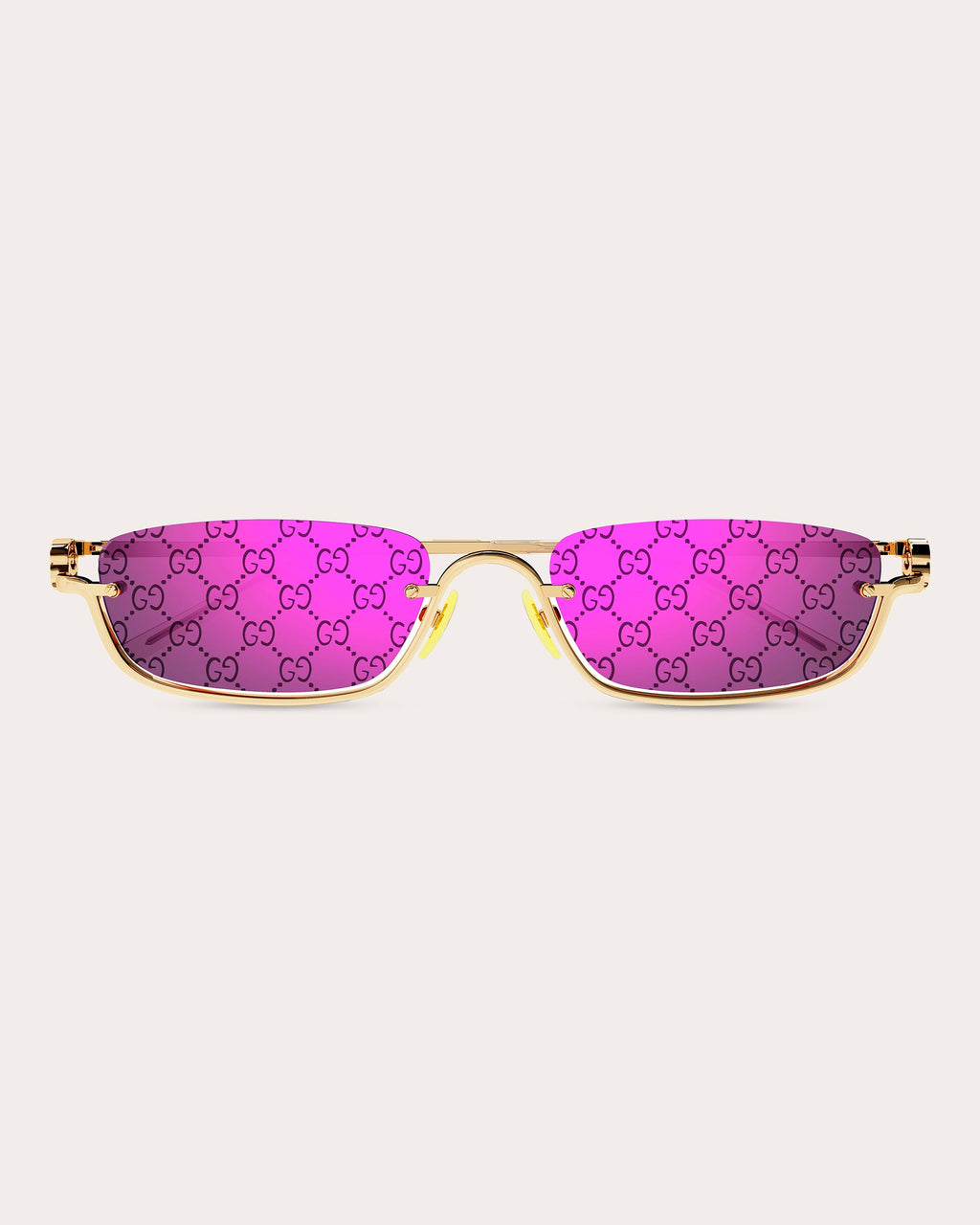 Goldtone & Violet Logo Slim Rectangular Sunglasses