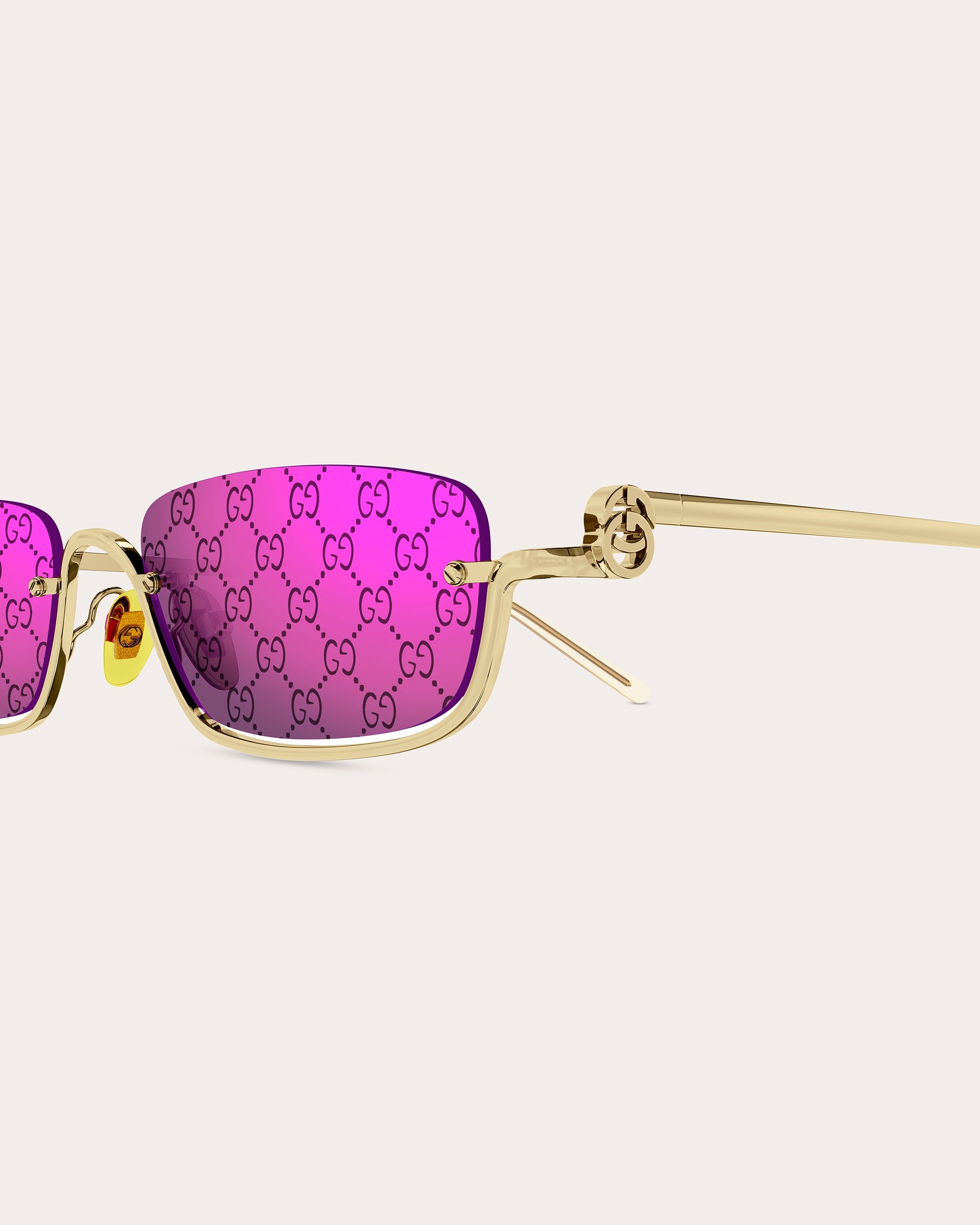 Goldtone & Violet Logo Slim Rectangular Sunglasses