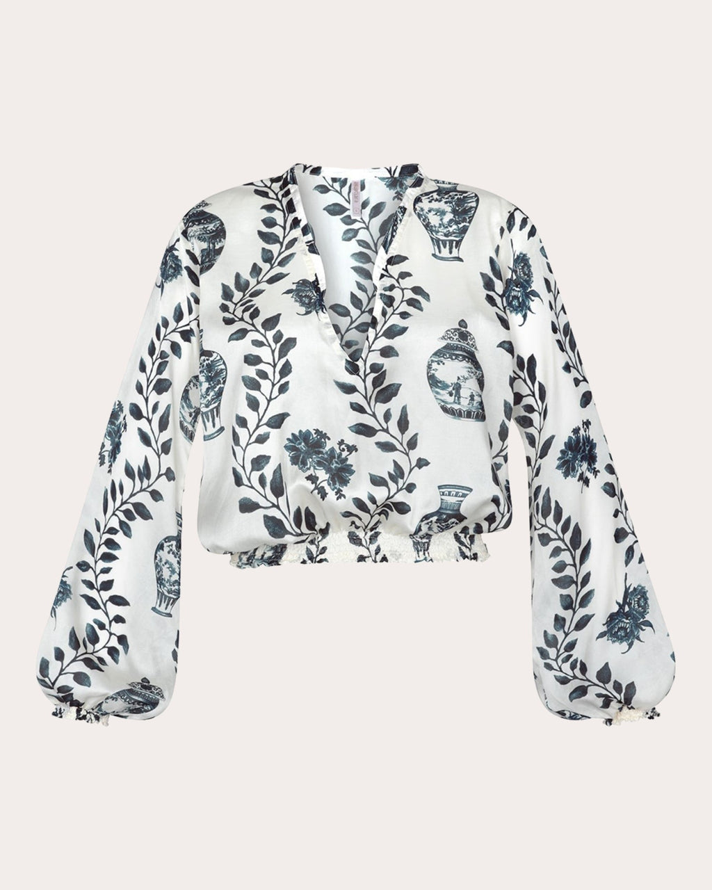 Dynastie Royale Smocked V-Neck Blouse