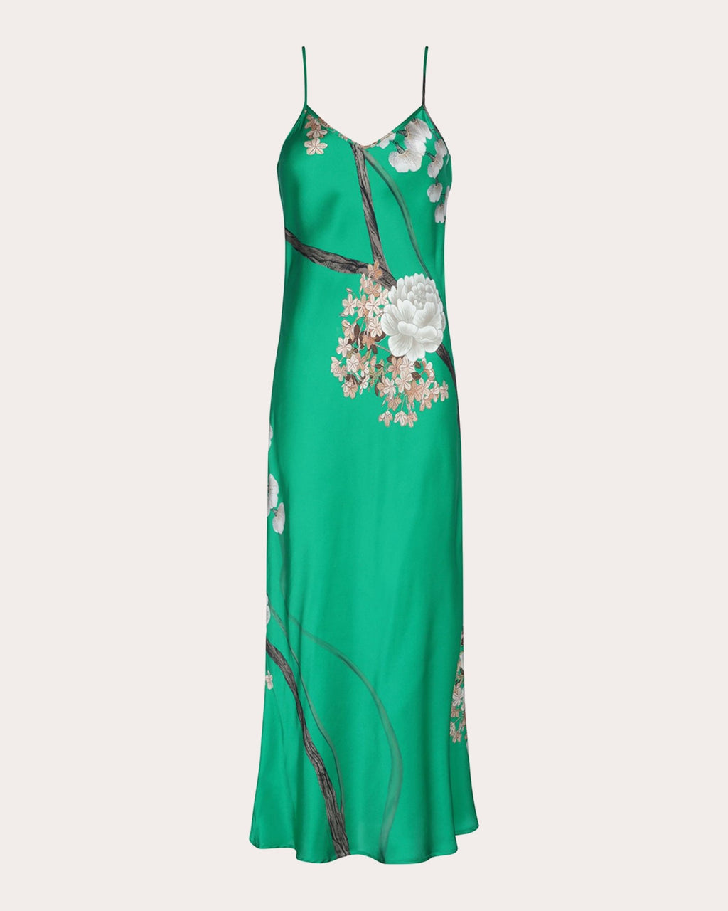 Jade Silk Midi Slip Dress