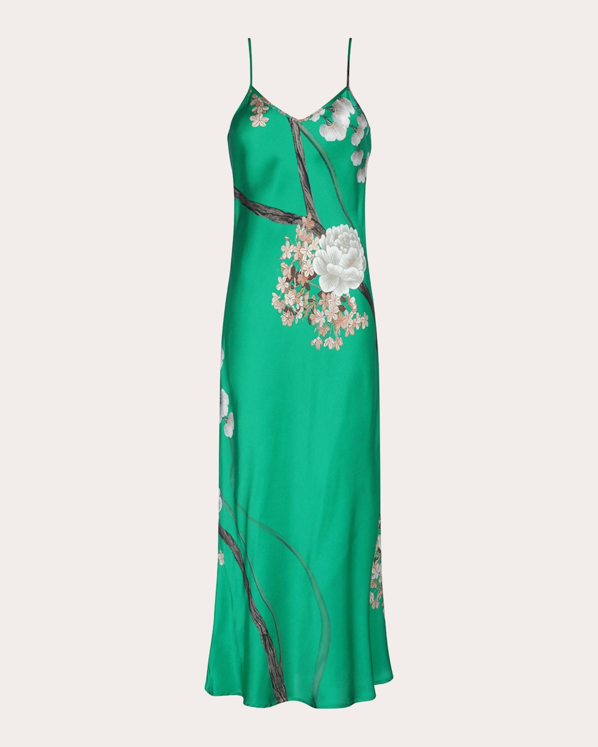 Jade Silk Midi Slip Dress