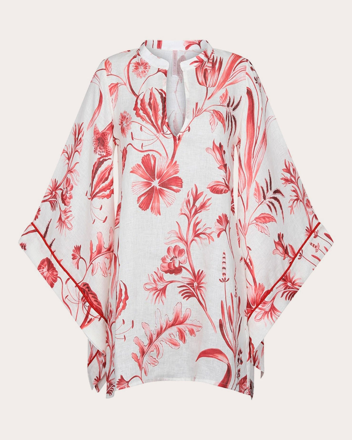 La Vie Rouge Linen Kaftan Mini Dress