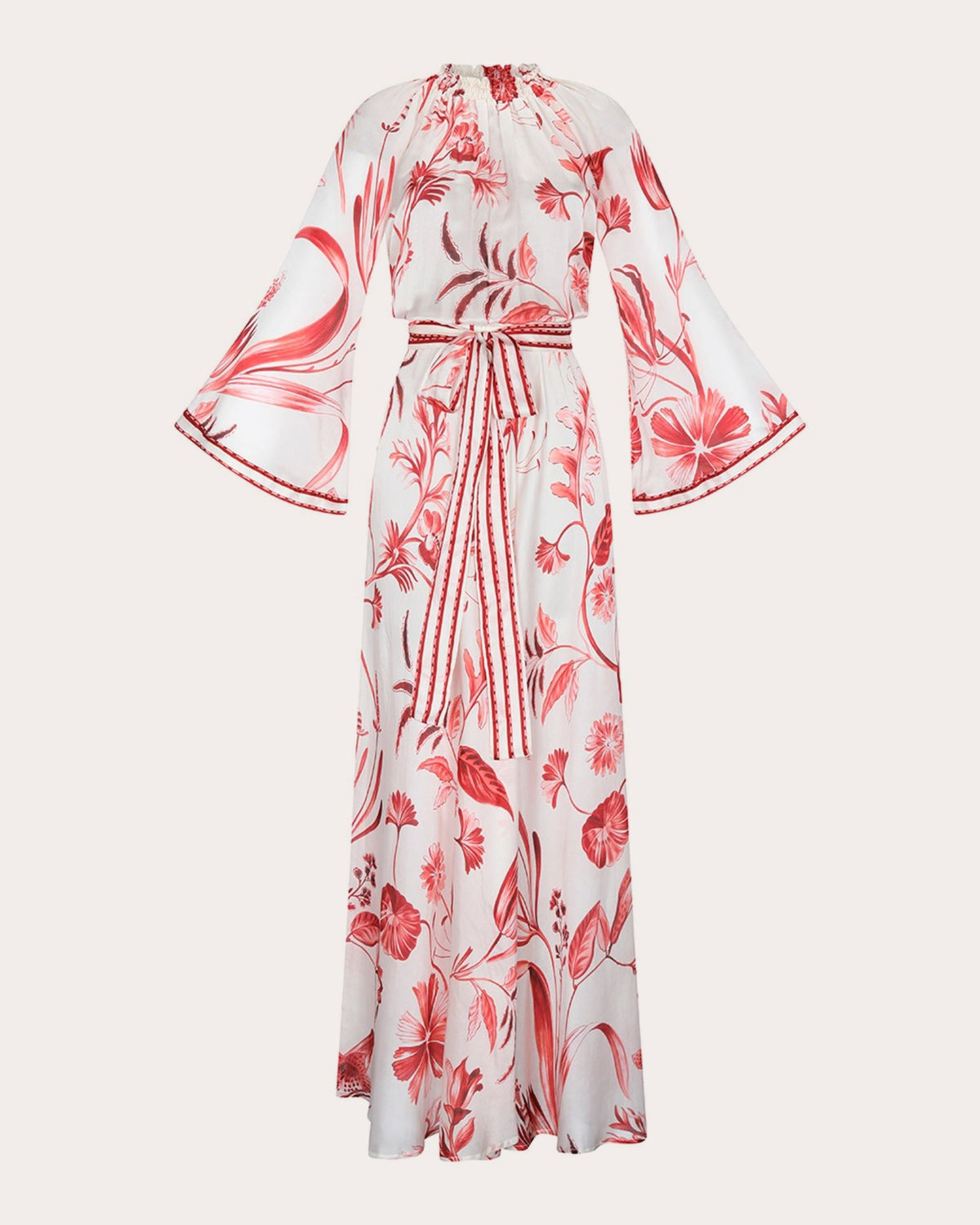 La Vie Rouge Cotton Silk Gathered Maxi Dress