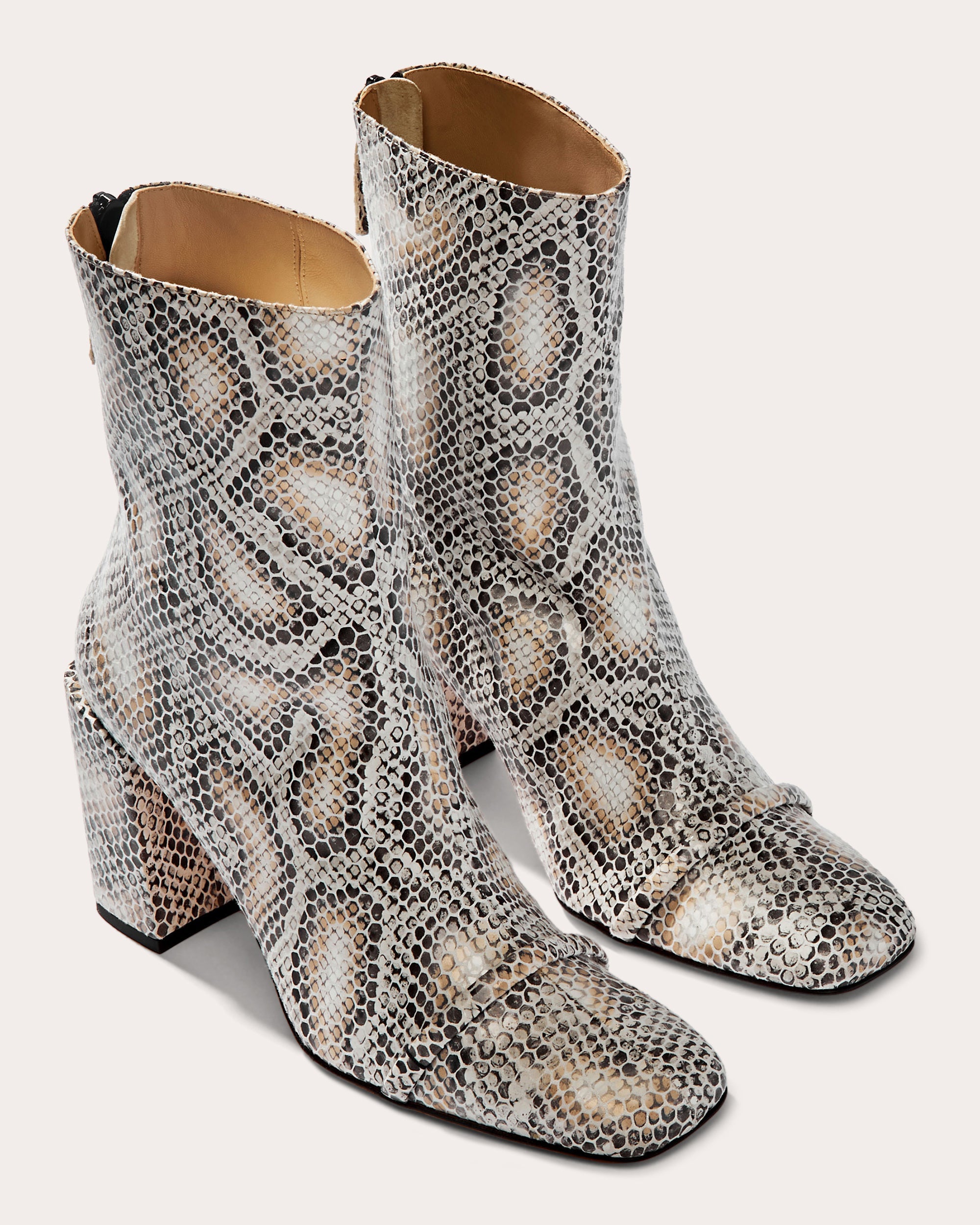 Gigi Snake-Embossed Leather Ankle Boot